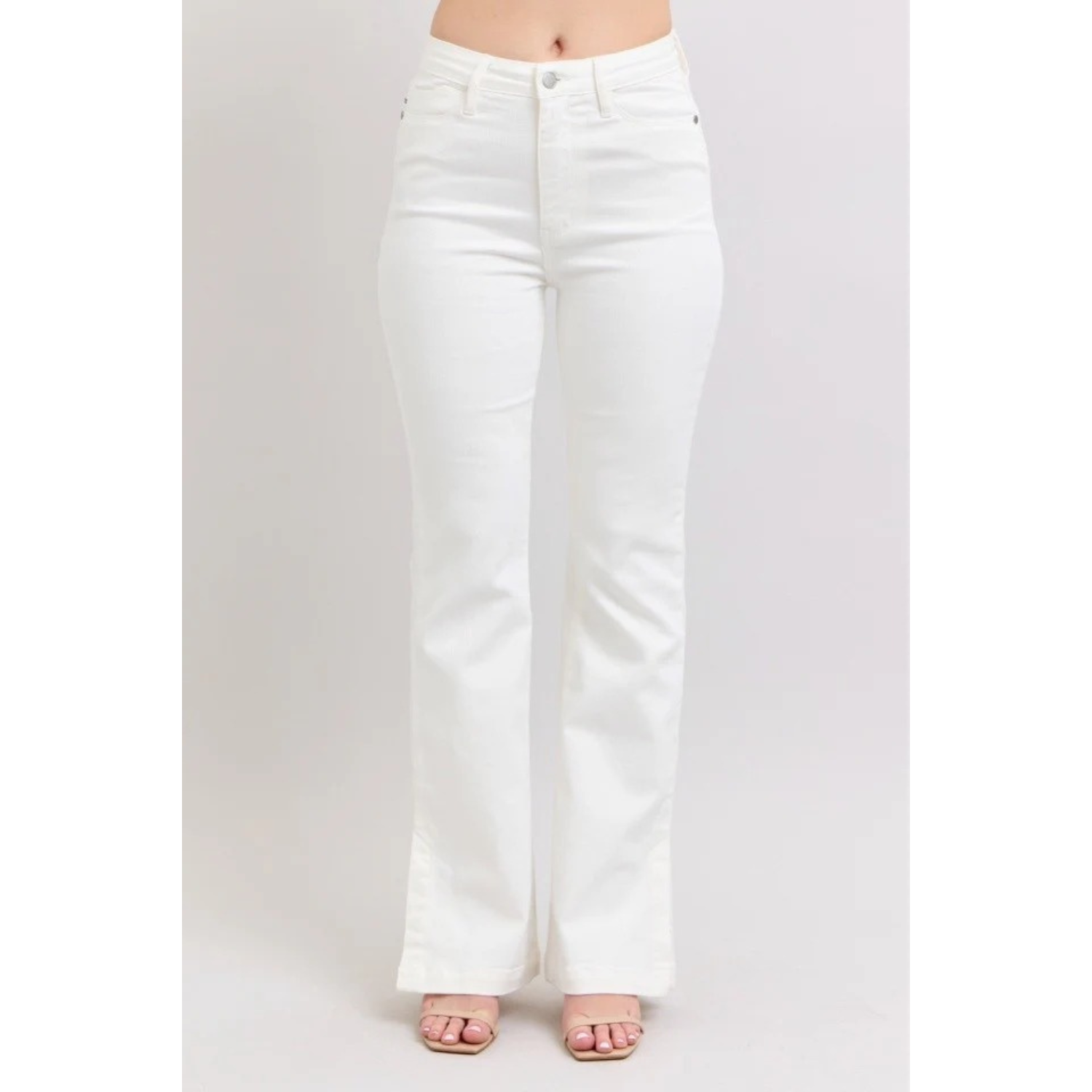 Judy Blue White Side Slit Slim Bootcut Jeans