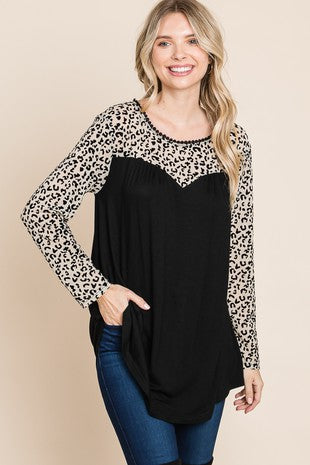 Taupe Leopard Blouse